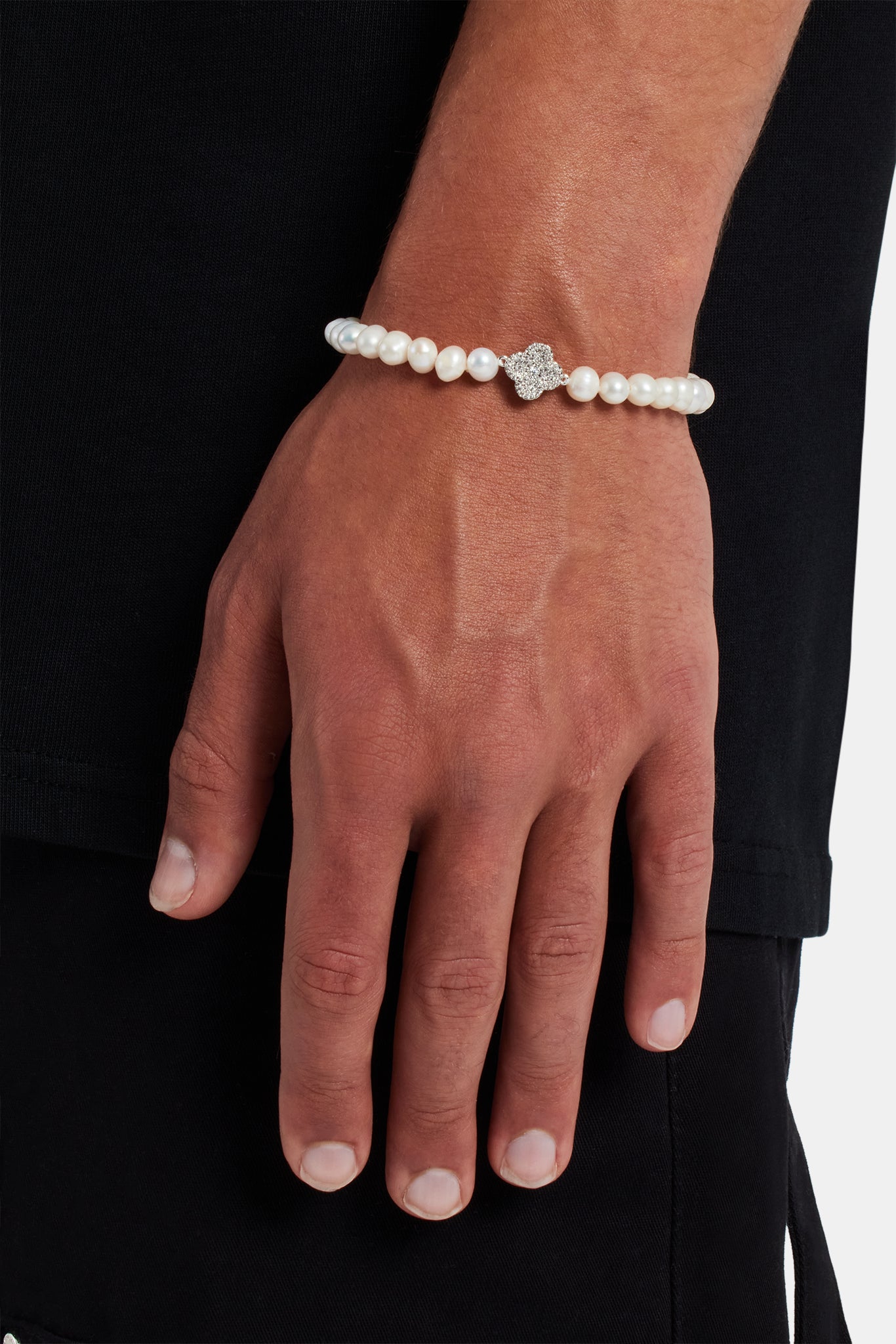 Freshwater Pearl Iced Motif Bracelet 6mm Mens Bracelets Shop