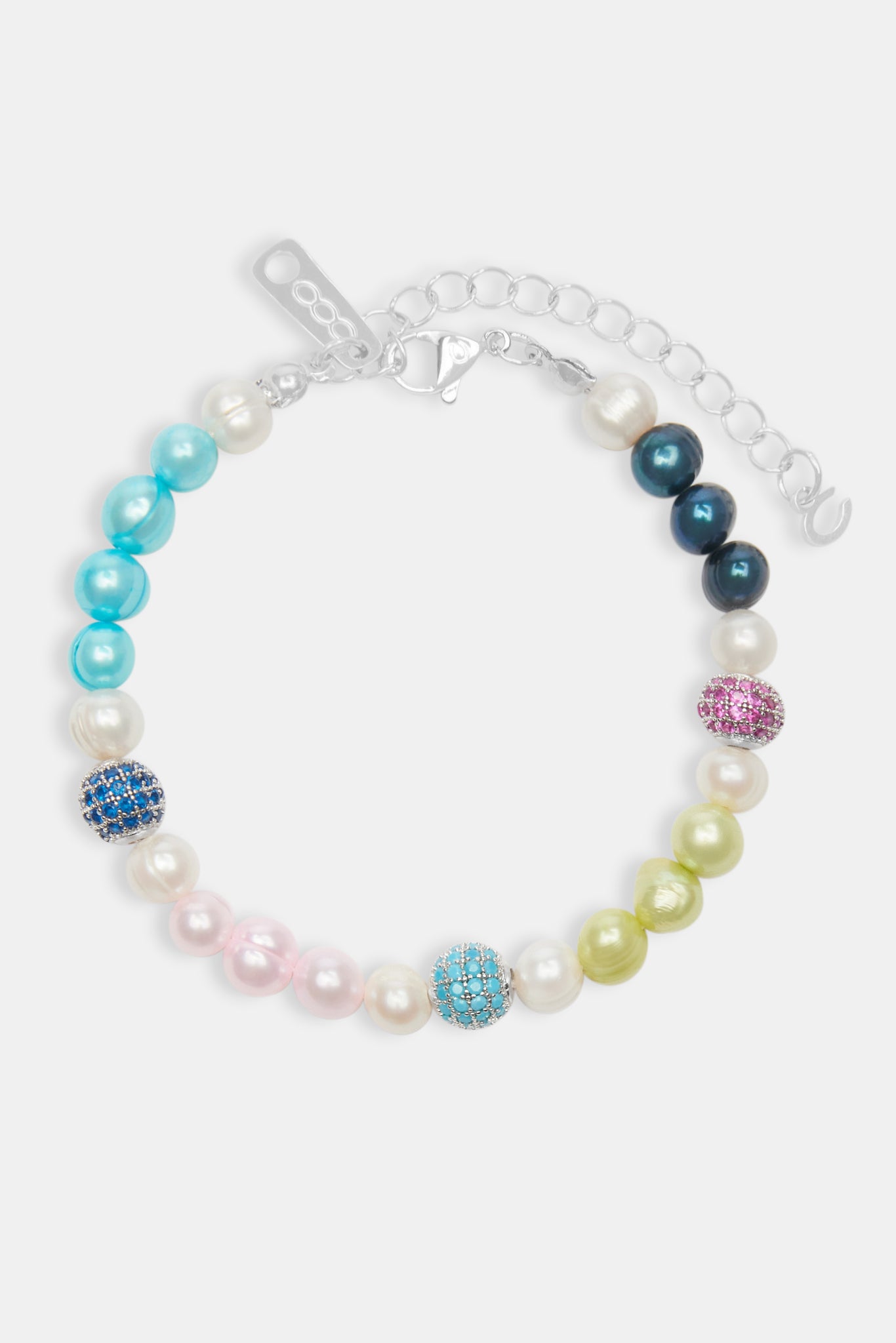 Multi Colour Ice Ball And Bead Freshwater Pearl Bracelet Mens Bracelets