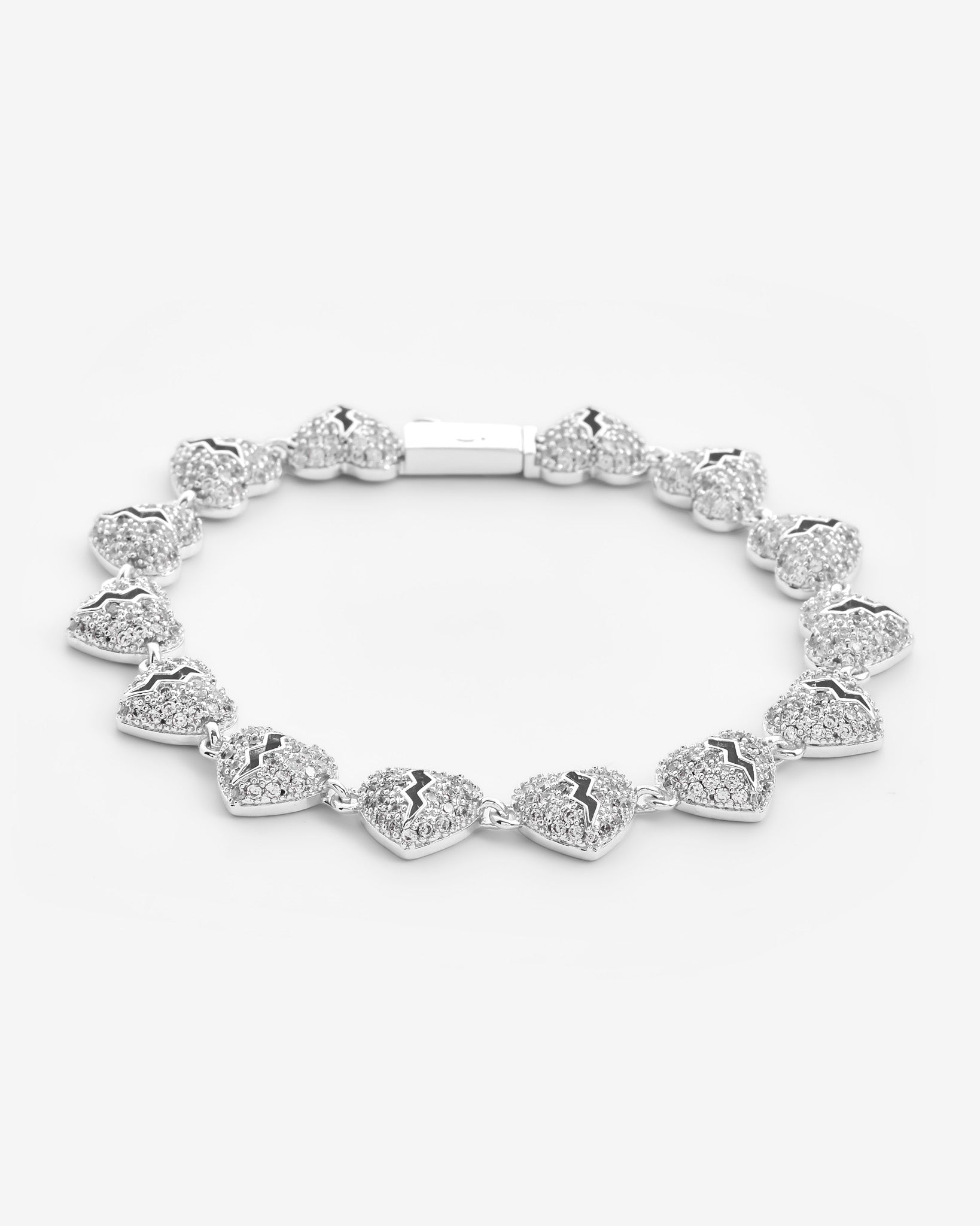 8inch online White Finish Broken Heart Bracelet