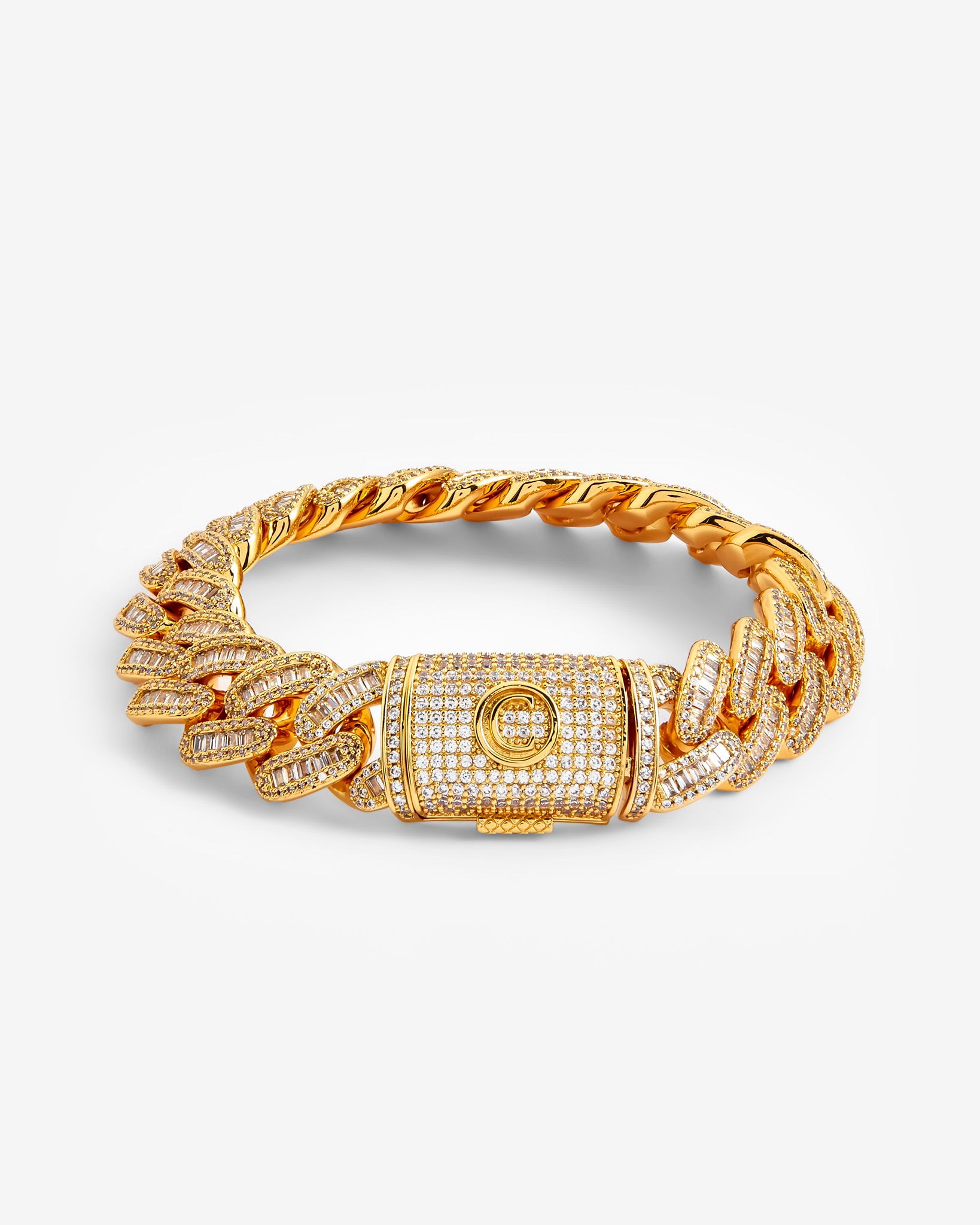 24K Gold outlet Plated Baguette Cuban Link Bracelet