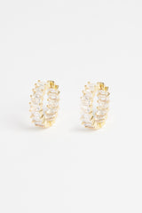 5mm Iced Clear Round Tennis Earrings - Gold