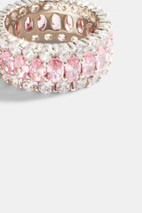 10mm 925 Pink & Clear CZ Ring