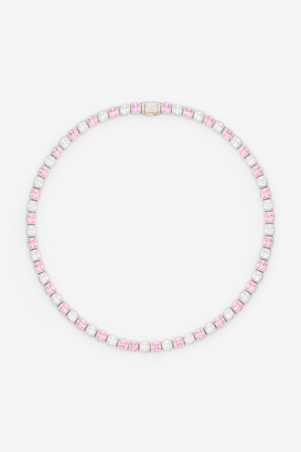 10mm Pink & Clear Iced Bezel Allway Chain