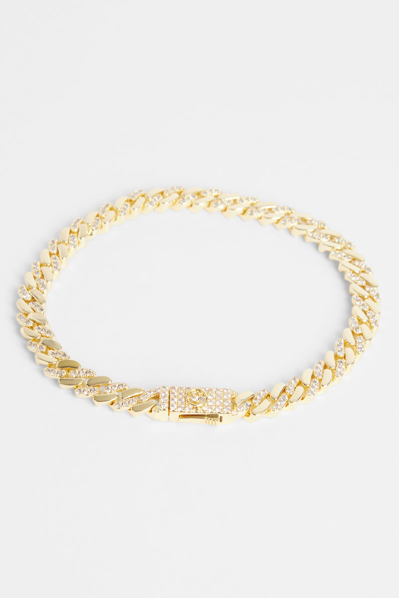 7mm Gold Plated Polished And Iced Prong Bracelet