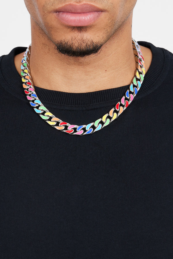 12mm Multi Colour Enamel Cuban Chain