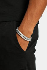 13mm Polished Square Cuban Link Bracelet - Stainless Steel