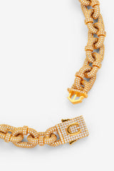 14mm Iced Chunky Link Pave Chain - Gold