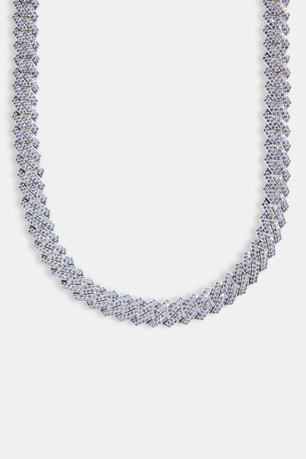 14mm Iced Dark Blue CZ Prong Cuban Chain