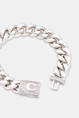 14mm Polished Cuban & Iced Clasp Bracelet