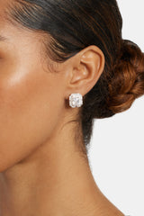 14mm Sterling Silver CZ Baguette Cluster Stud Earrings