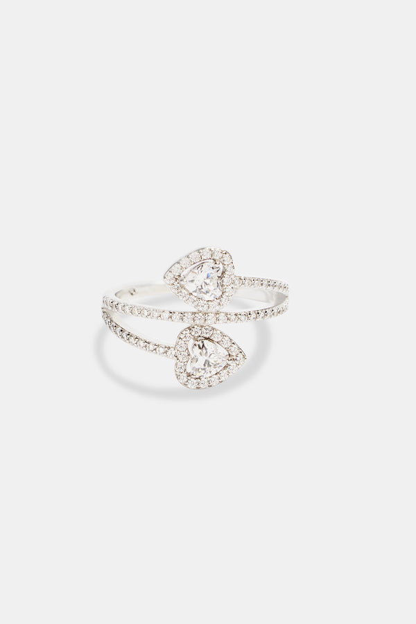 925 15mm Heart CZ Twist Ring