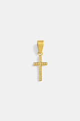 18mm Iced CZ Gold Plated Cross Pendant