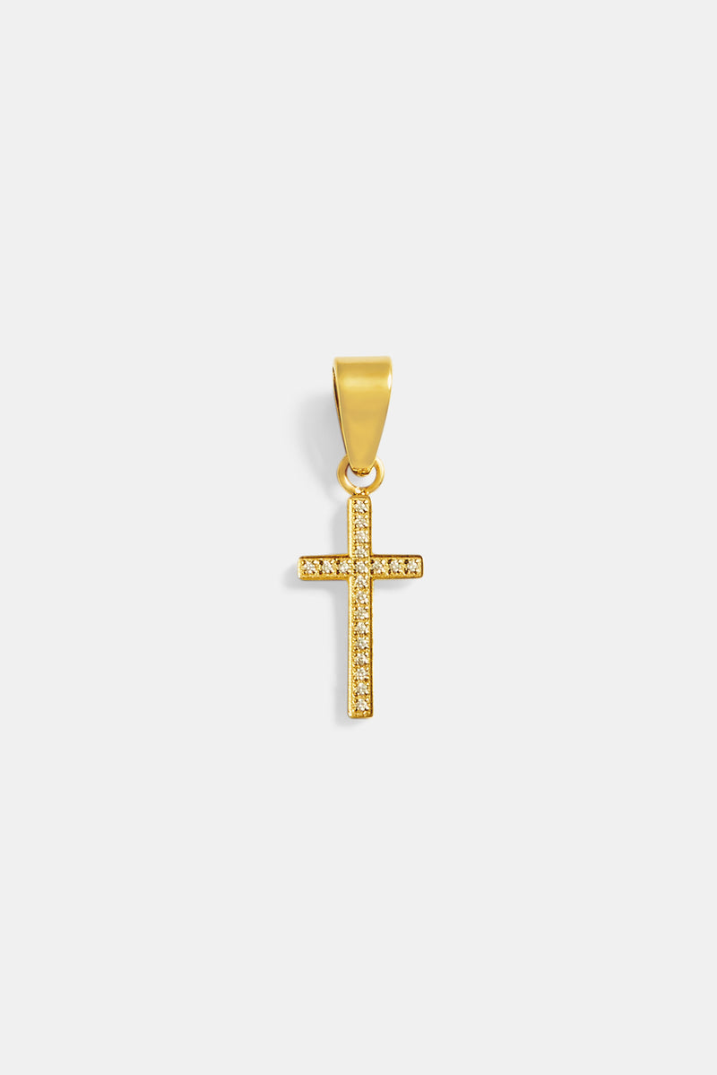 18mm Iced CZ Gold Plated Cross Pendant