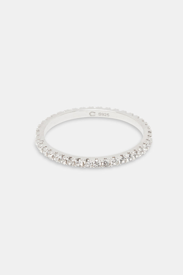 Womens 2mm 925 Clear CZ Tennis Ring