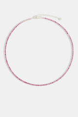 2mm Pink Iced CZ Micro Tennis Chain