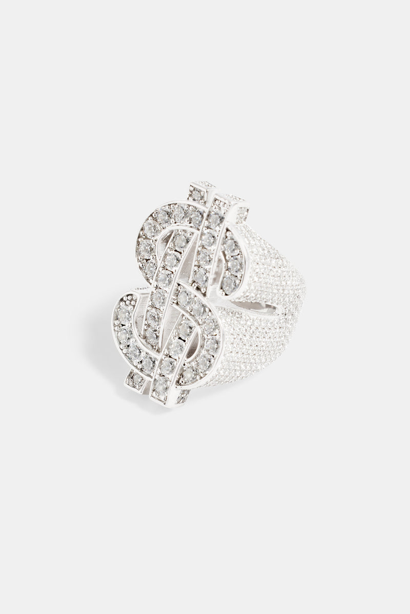 33mm Iced CZ Dollar Sign Ring