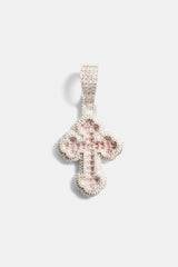 35mm Iced Pink CZ Rounded Cross Pendant