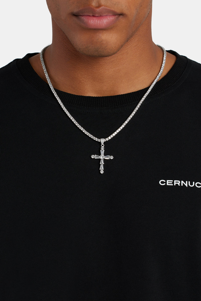 35mm Mixed Shape CZ Cross Pendant