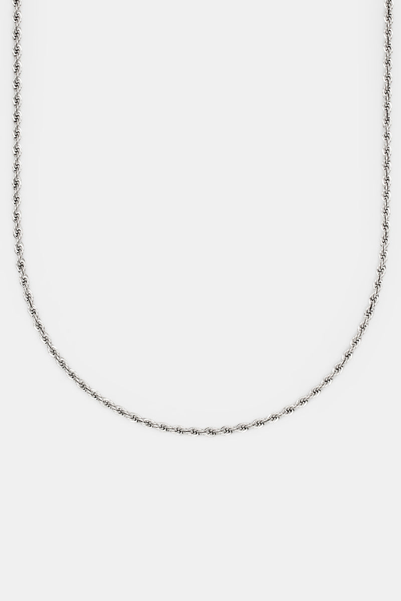 Womens Sterling Silver 3mm Rope Chain