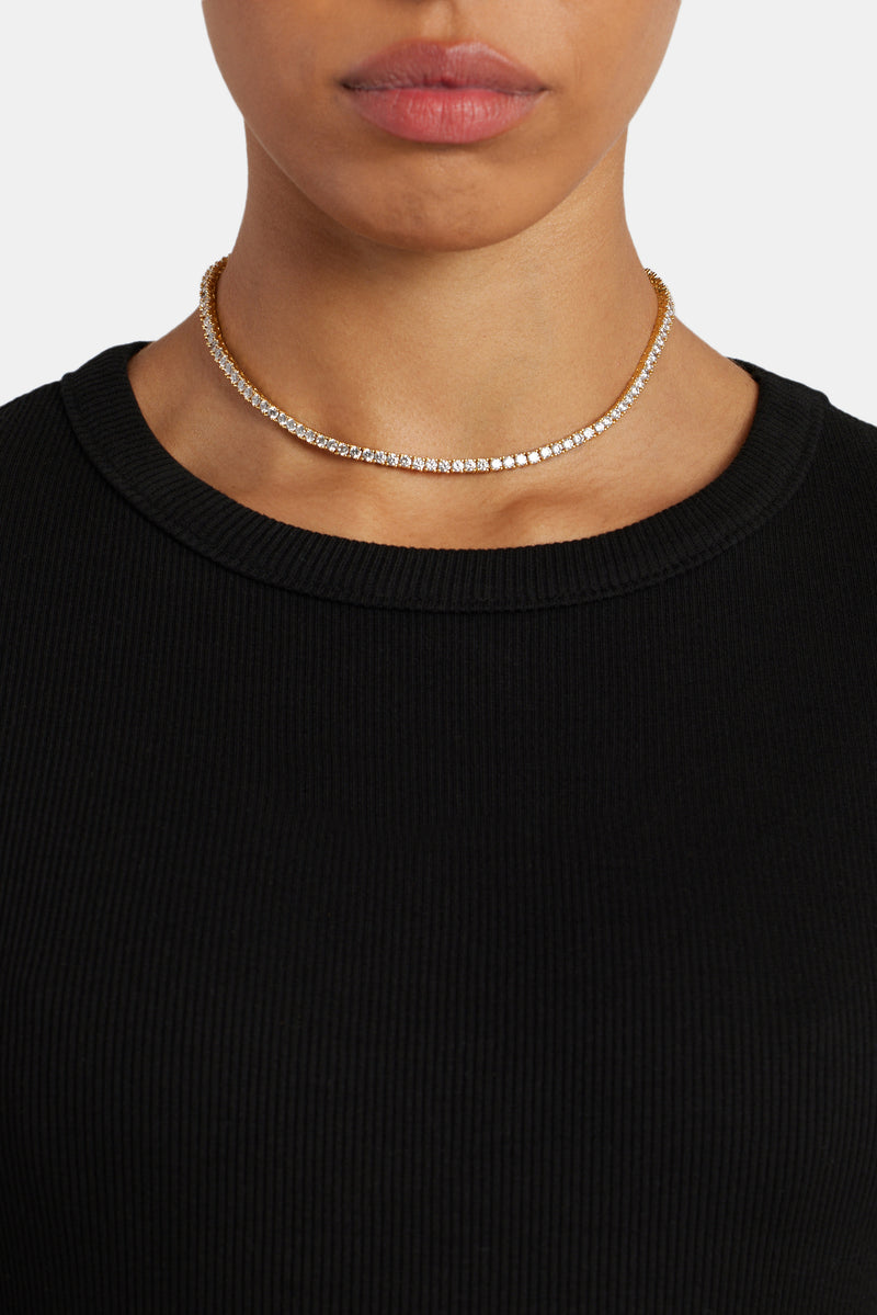 3mm Tennis Chain Choker  - Gold