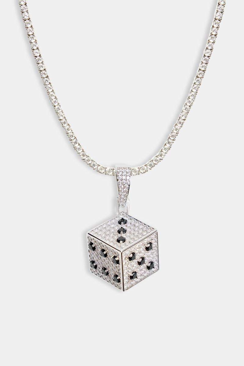 20mm Iced CZ Dice Pendant