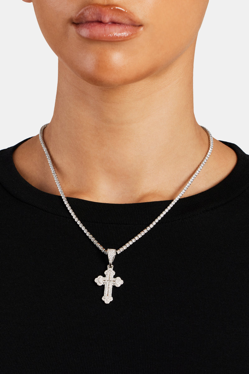 40mm Iced CZ Pave Cross Pendant