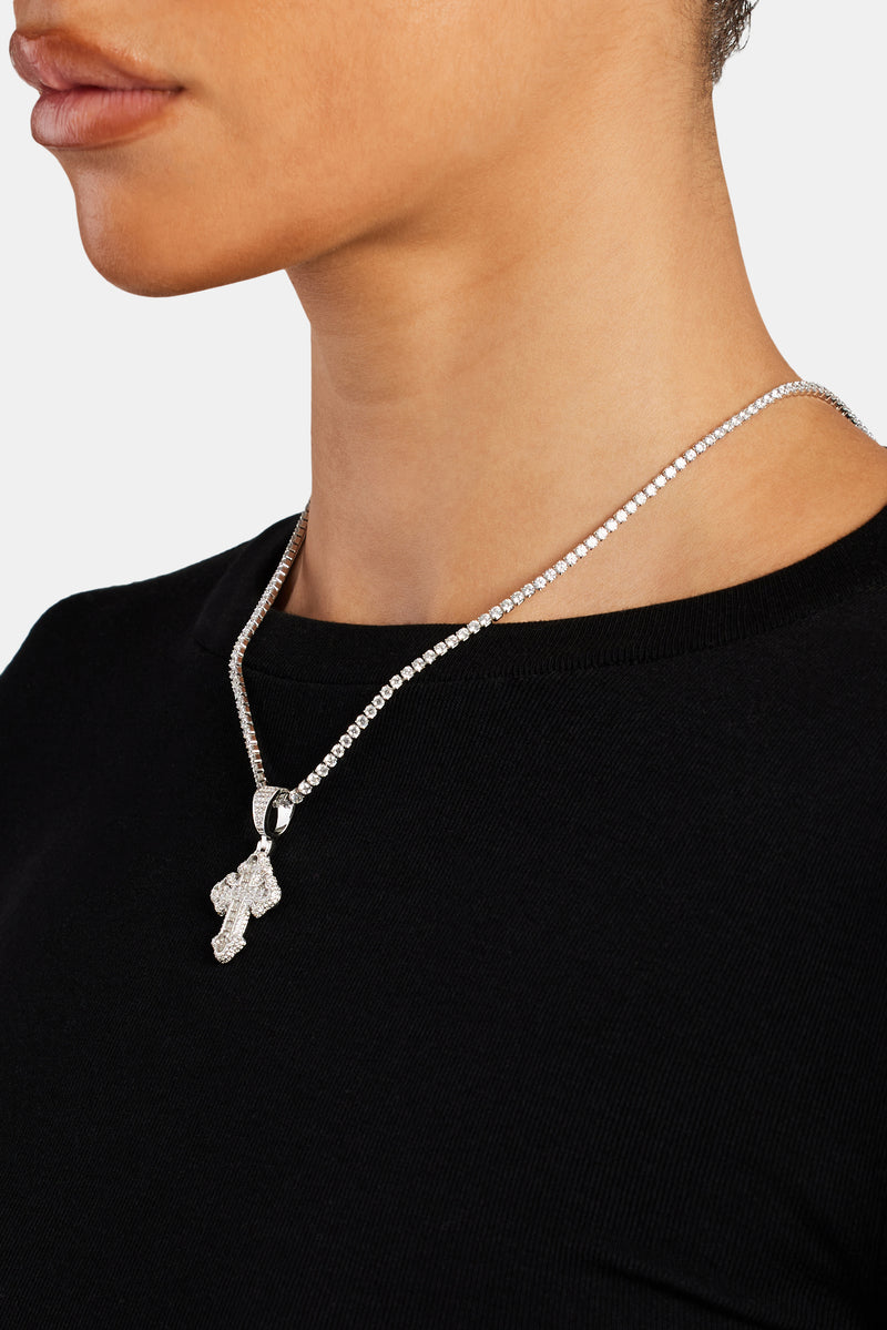 40mm Iced CZ Vintage Cross Baguette Pendant