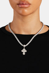 40mm Iced CZ Vintage Cross Baguette Pendant