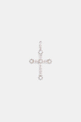 4mm Freshwater Pearl & CZ Mix Cross Pendant