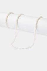 Womens 4mm Pearl Necklace & Bracelet - White