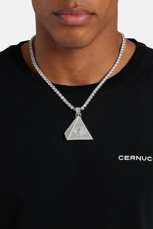 50mm Iced Baguette CZ Pyramid Pendant