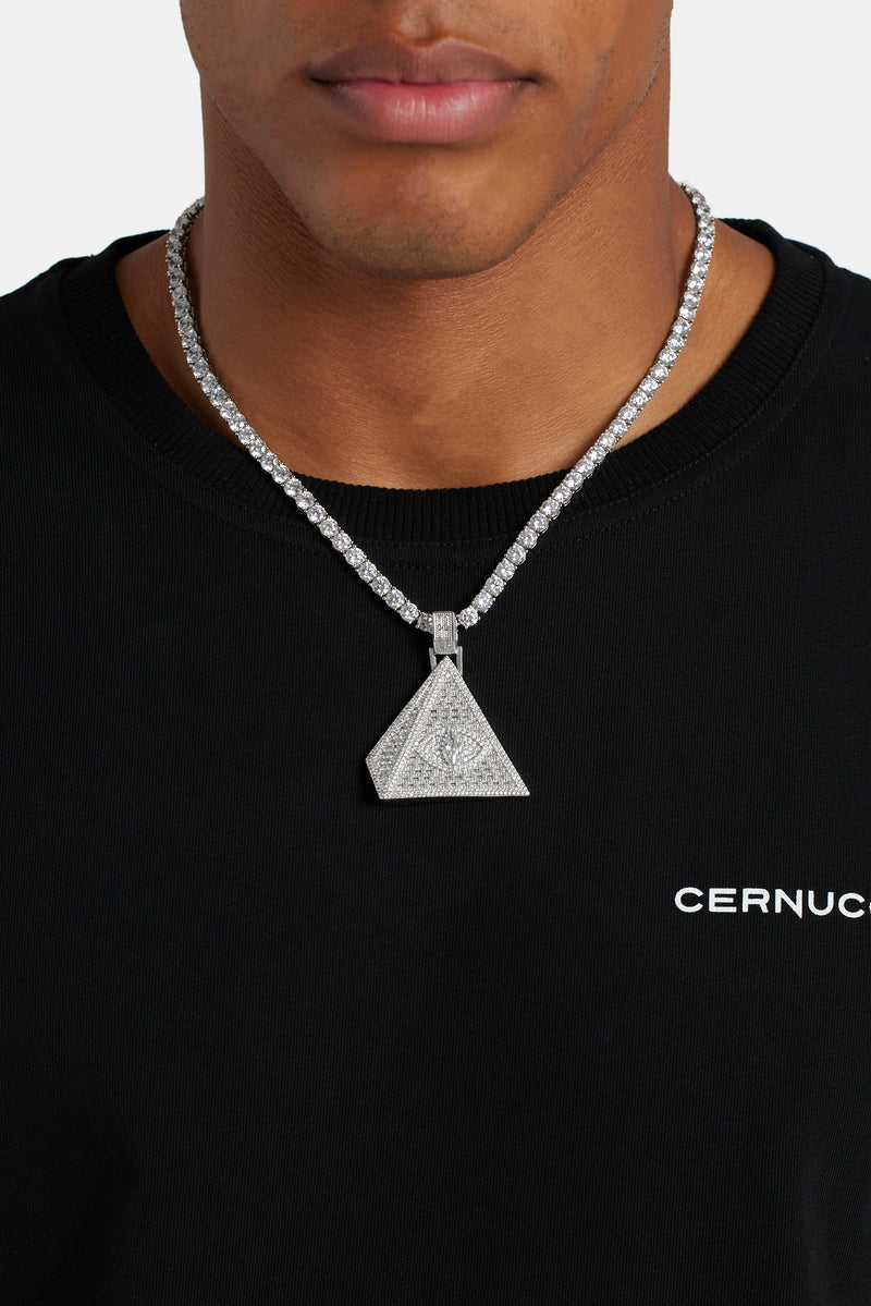 50mm Iced Baguette CZ Pyramid Pendant