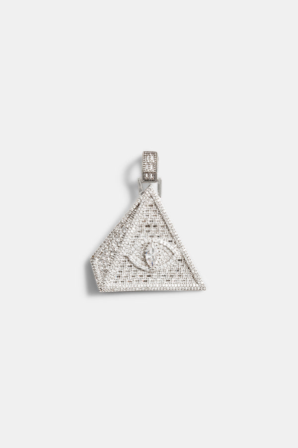 50mm Iced Baguette CZ Pyramid Pendant