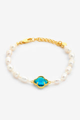 5mm Freshwater Pearl Blue Motif Bracelet