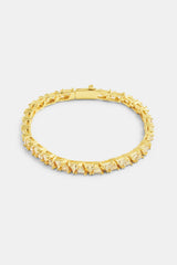 5mm Gold Plated Iced CZ Triangle Cut Tennis Bracelet