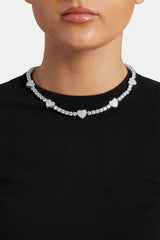 5mm Iced Cz Heart Tennis Necklace