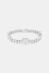 5mm Iced Cz Tennis Heart Bracelet