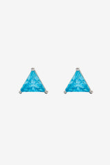 6mm Iced Blue Triangle Stud Earrings