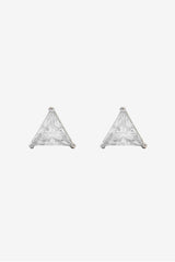 6mm Iced Clear Triangle Stud Earrings