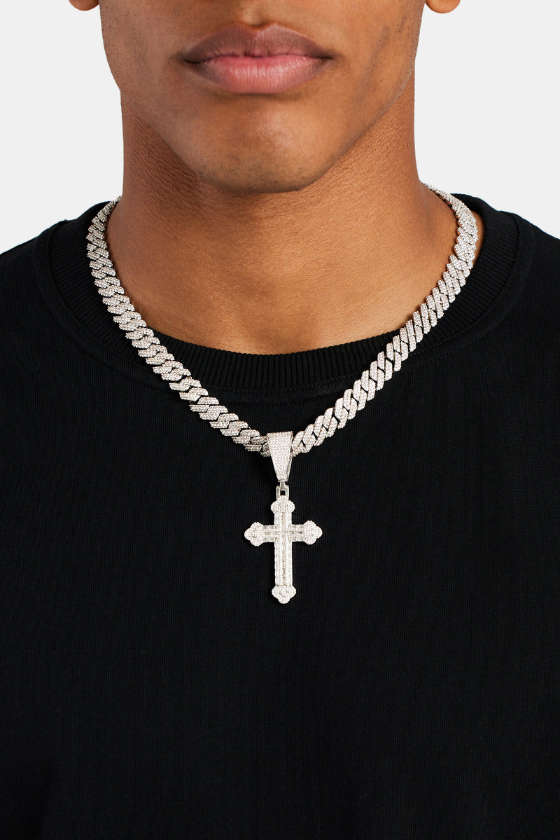 70mm Iced CZ Pave Cross Pendant