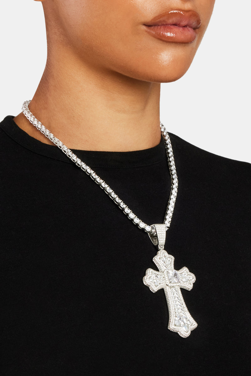 Iced Pear Large Cross Pendant