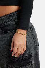 7mm Gold Plated CZ Heart Cuban Bracelet