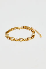 7mm Gold Plated CZ Heart Cuban Bracelet