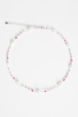 7mm Freshwater Pearl & Pink Bead Necklace