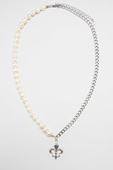 7mm Freshwater Pearl & Fleur De Lis Necklace