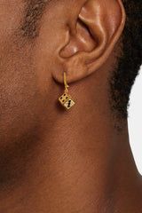 Gold Plated 7mm Iced CZ Pair of Dice Hoop Earrings