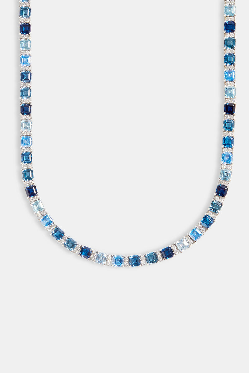 7mm Iced Blue CZ Square Tennis Chain