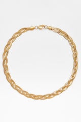 8mm Flat Plait Snake Chain - Gold