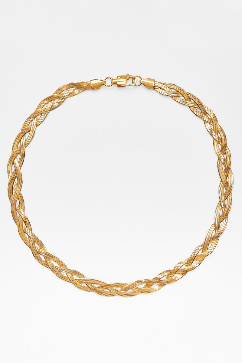 8mm Flat Plait Snake Chain - Gold