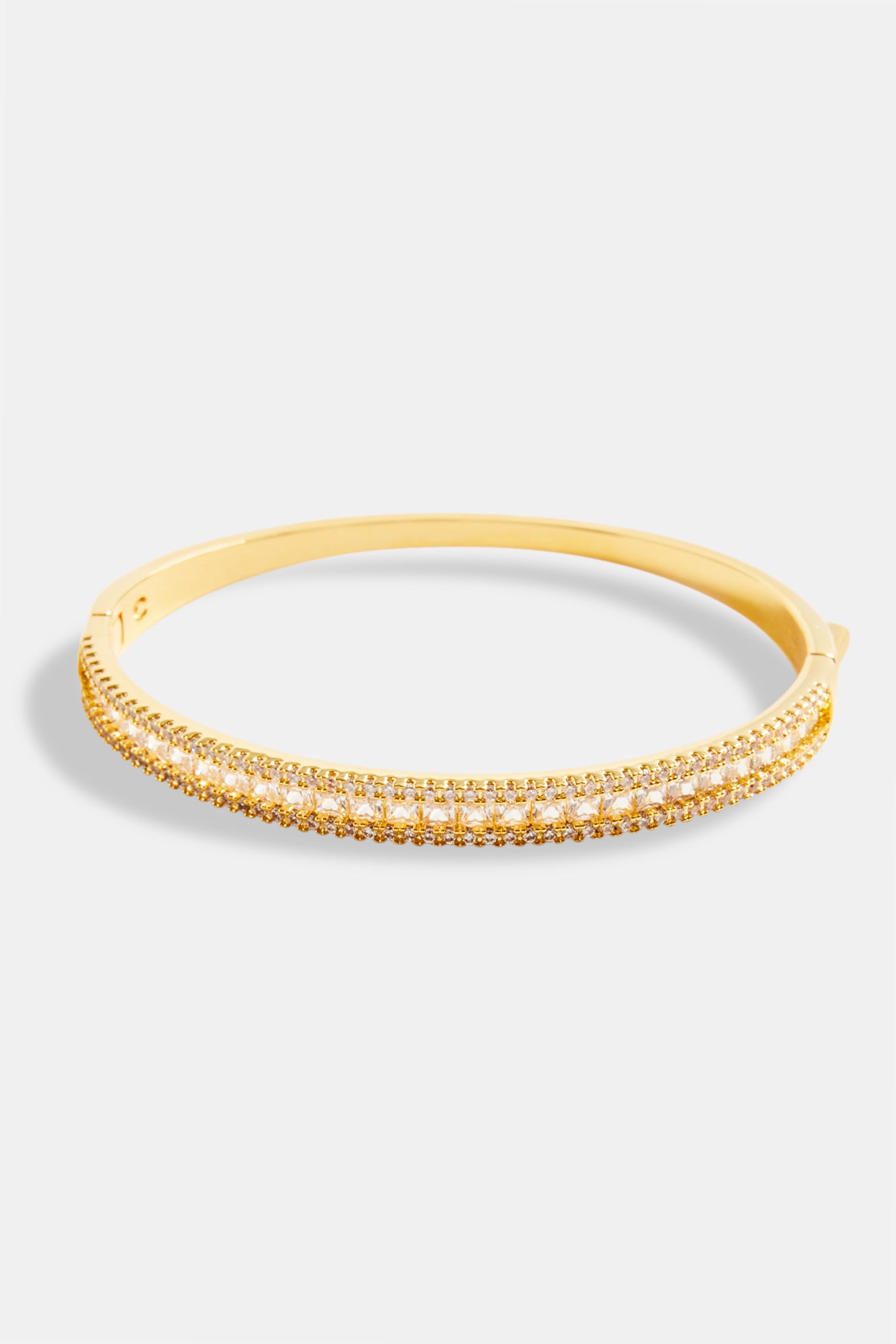 5mm Gold Plated Iced Baguette CZ Bangle | Womens Bracelets | Shop ...